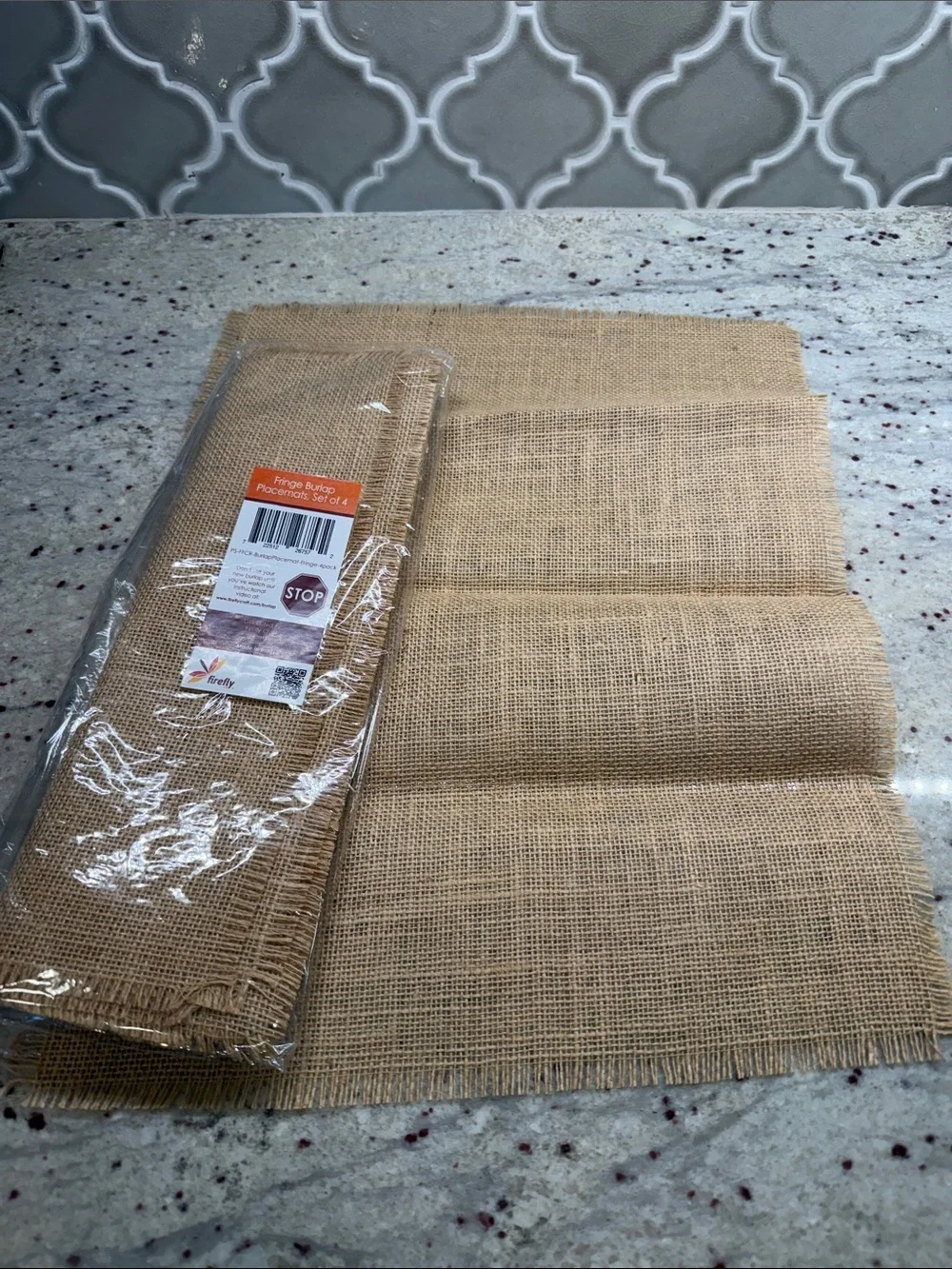 Burlap Placemat Set - Natural Tan~ Set of 4